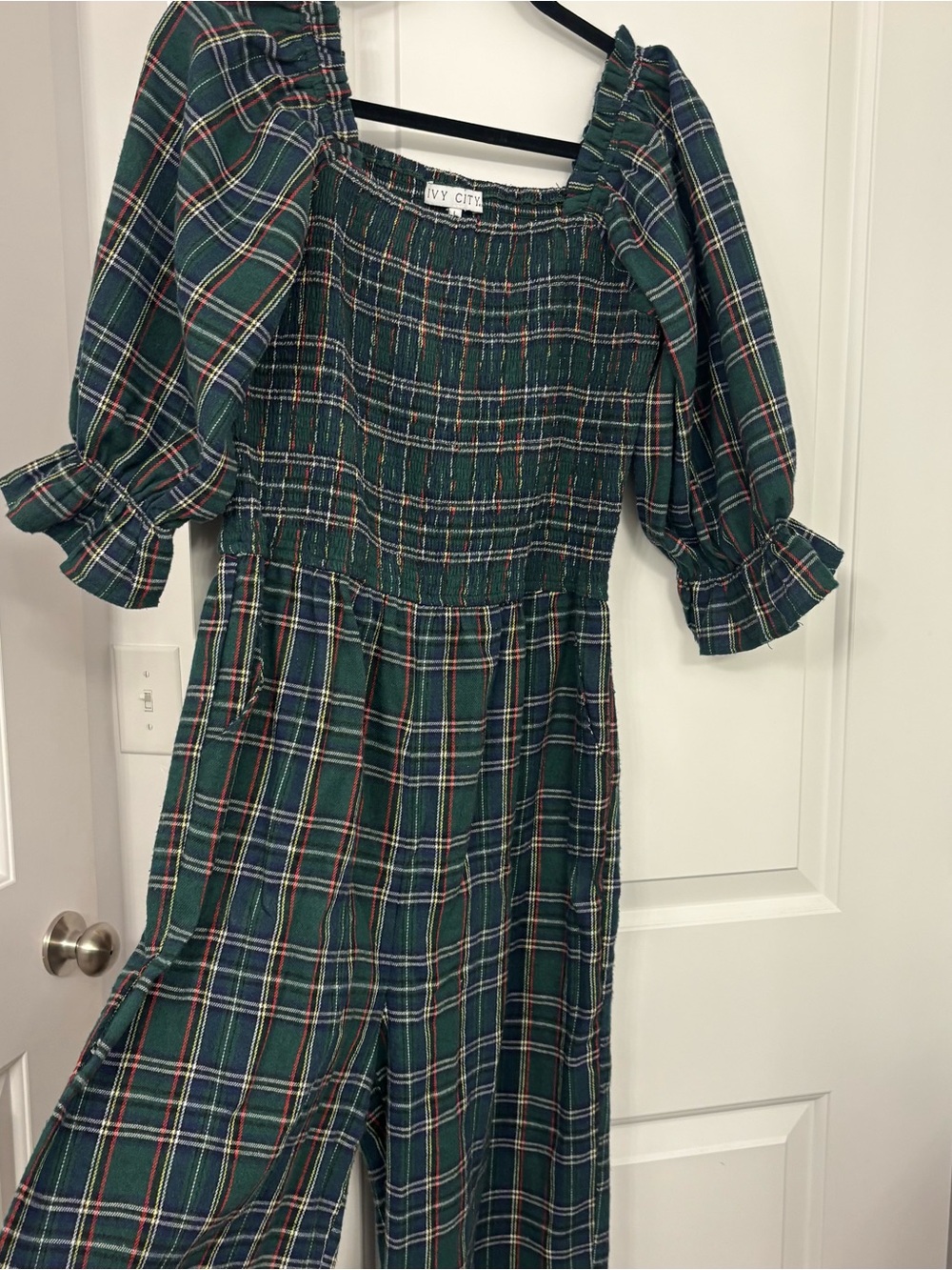 Ivy City Co. Jumpsuit in Holiday Plaid